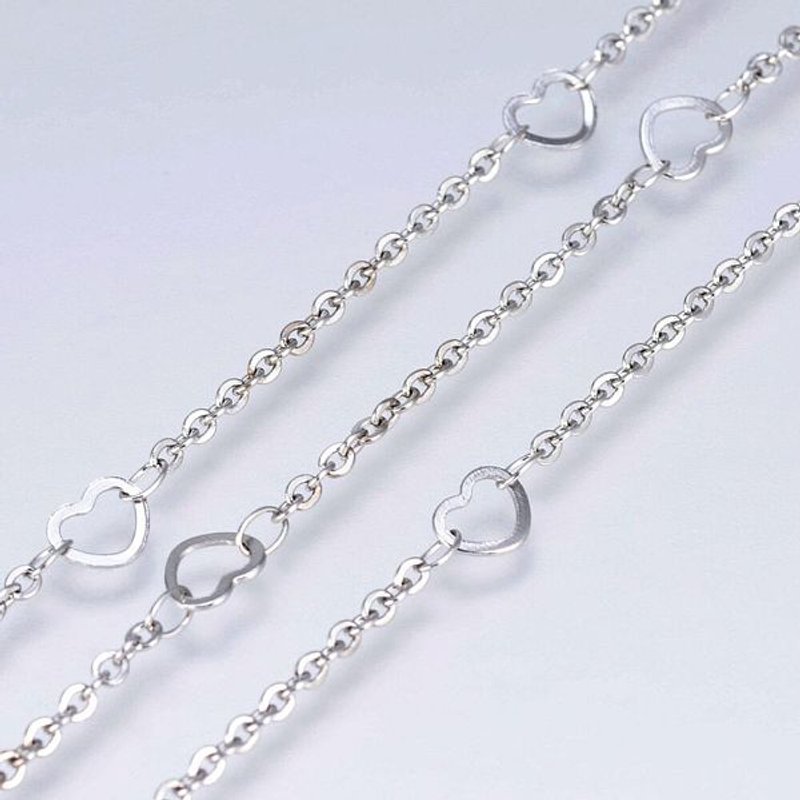 304 Stainless Steel Cable Chains with Heart Link, 3.28 Feet — Chains, Wire & Cord