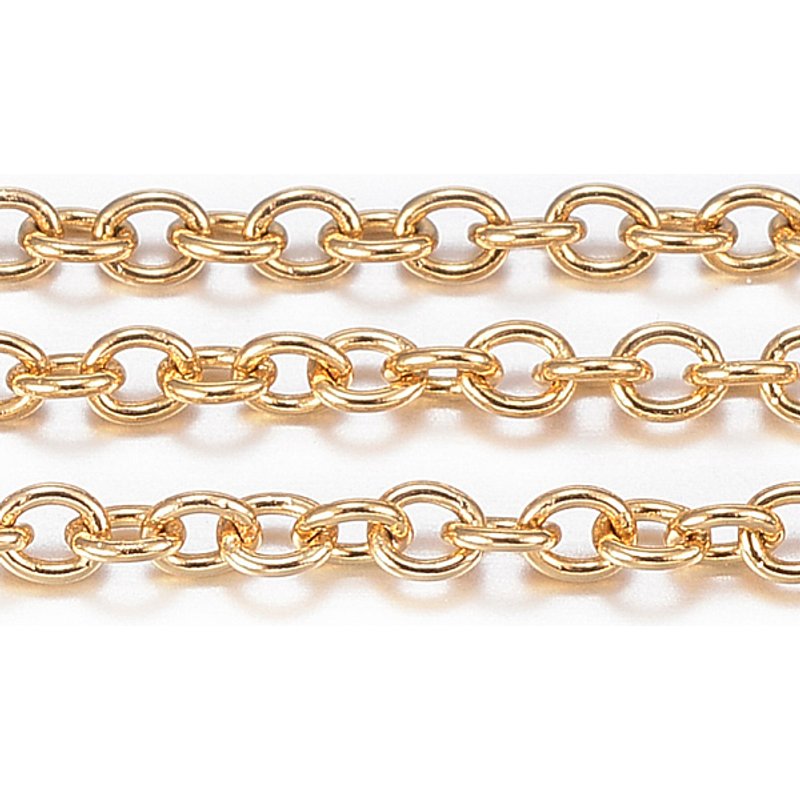 Ion Plating 304 Stainless Steel Cable Chains, Soldered, Oval, 3.28 Feet