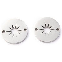 Tarnish Resistant Stainless Steel Flat Round Links Connectors — Jewelry Findings