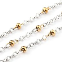 Two Tone 304 Stainless Steel Cable Chains with Spool and Beads