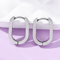Boucles d'oreilles Huggie en acier inoxydable 304, design ovale