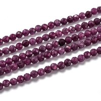 Natural Ruby Beads Strands, Faceted Round, 3mm, 135pcs/strand — Jewelry Beads