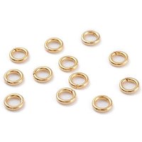 Anneaux ouverts en acier inoxydable 304, plaqués or 18K, 20 Gauge