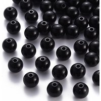 Opaque Round Black Acrylic Beads, 10x9mm, 940pcs/500g — Jewelry Beads