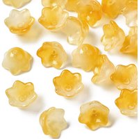 Perles en verre transparentes à deux tons, fleur, doré — Perles à bijoux