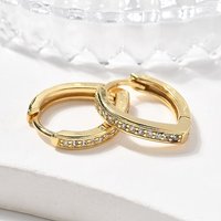 Brass Micro Pave Cubic Zirconia Huggie Hoop Earrings