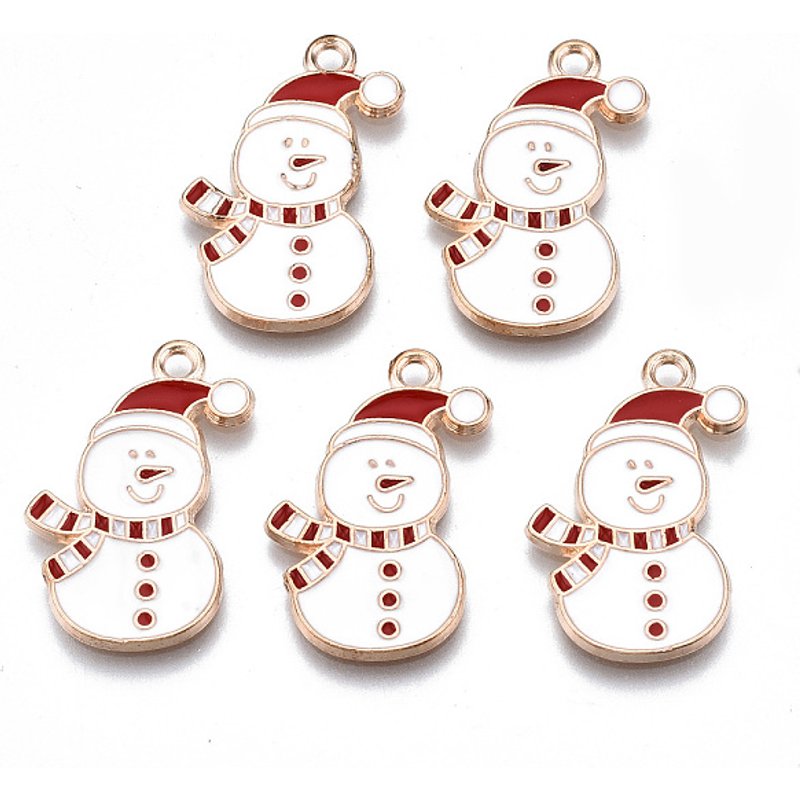 Pendentif en Émail en Alliage, Bonhomme de Neige de Noël — Breloques et pendentifs