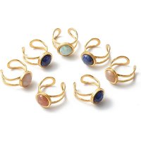 Bague à Manchette en Gemmes Naturelles avec Trouvailles en Acier Inoxydable — Bijoux fantaisie