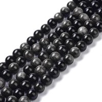 Natural Silver Obsidian Beads Strands, Round, 8.5mm, 47pcs — Jewelry Beads