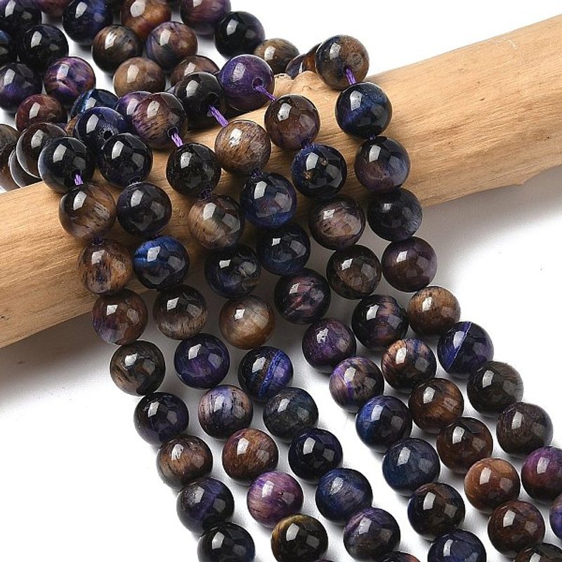 Natural Galaxy Tiger Eye Beads Strands, Midnight Blue, 8mm — Jewelry Beads