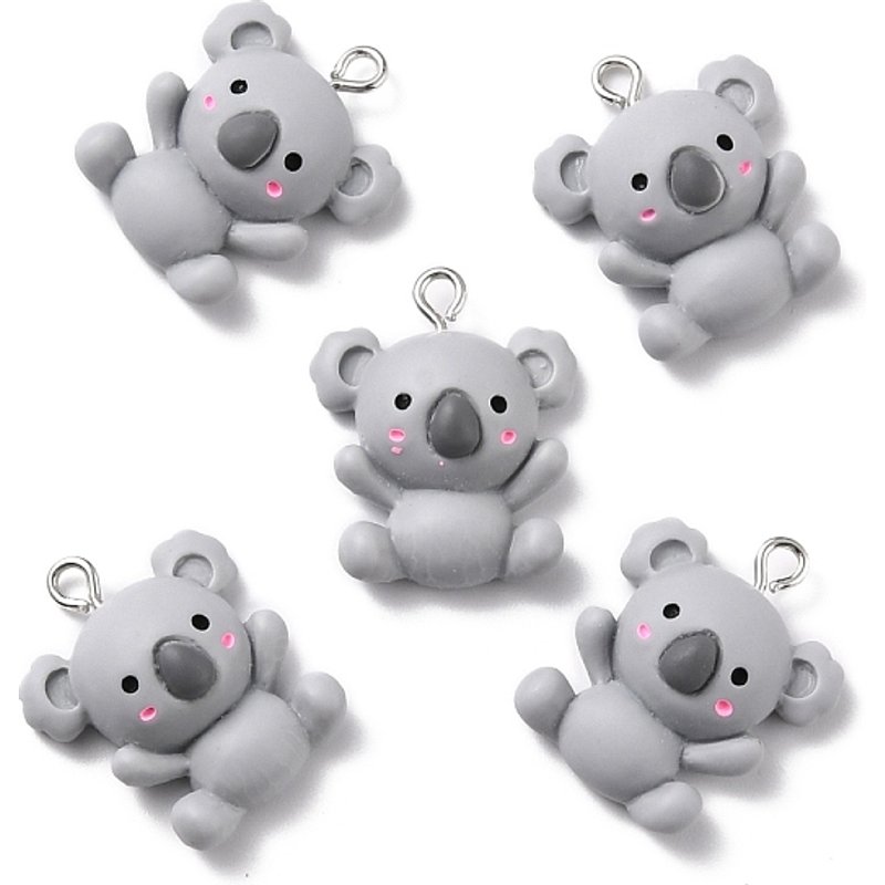 Koala Resin Pendant with Platinum Iron Peg Bail, Silver — Charms & Pendants
