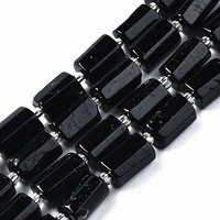 Brins de Perles de Tourmaline Naturelle avec Perles de Semence, Colonne Facettée