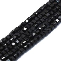Brins de Perles en Tourmaline Noire Naturelle, Cube Facetté, 182pcs — Perles à bijoux