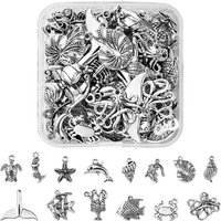 60Pcs Charms en Alliage de Style Tibétain - Créatures Maritimes et Plus — Breloques et pendentifs