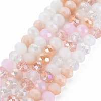 Fil de perles en verre électroplaqué, couleur AB, rose perlé