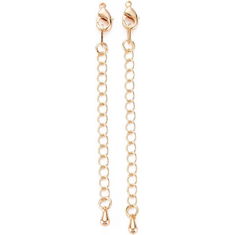 Brass Chain Extender with Teardrop Charms and Lobster Claw Clasps — Jewelry Findings