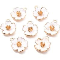 Pendentif en Émail Alliage Fleur d'Hibiscus en Or Clair et Blanc — Breloques et pendentifs
