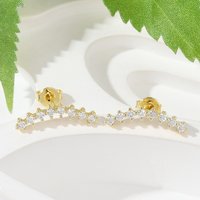 Boucles d'oreilles en zircon cubique clair en barre courbée - Plaqué or 18K — Bijoux fantaisie