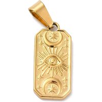 PVD Vacuum Plating 304 Stainless Steel Rectangle Pendant with Moon & Star