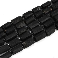 Brins de Perles de Tourmaline Noire Naturelle, Colonne Facettée, 40cm