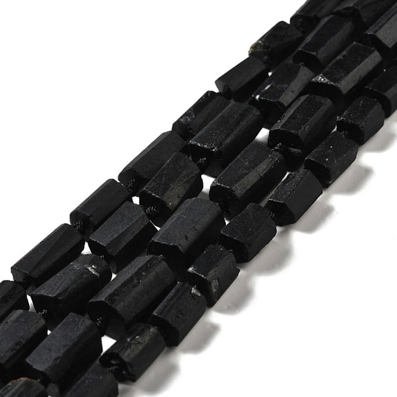 Brins de Perles en Tourmaline Noire Naturelle, Colonne Facettée, 10-20mm — Perles à bijoux