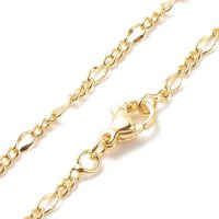 Brass Figaro Chains Necklace for Women, 18K Gold Plated, 17.13 inch — Pendant Necklace