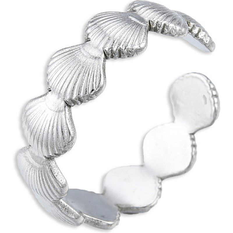 304 Stainless Steel Shell Wrap Open Cuff Ring for Women, Size 8 — Costume Jewelry