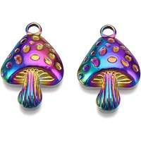 Pendentif en Acier Inoxydable 304, Charm Champignon en Couleur Arc-en-Ciel — Breloques et pendentifs