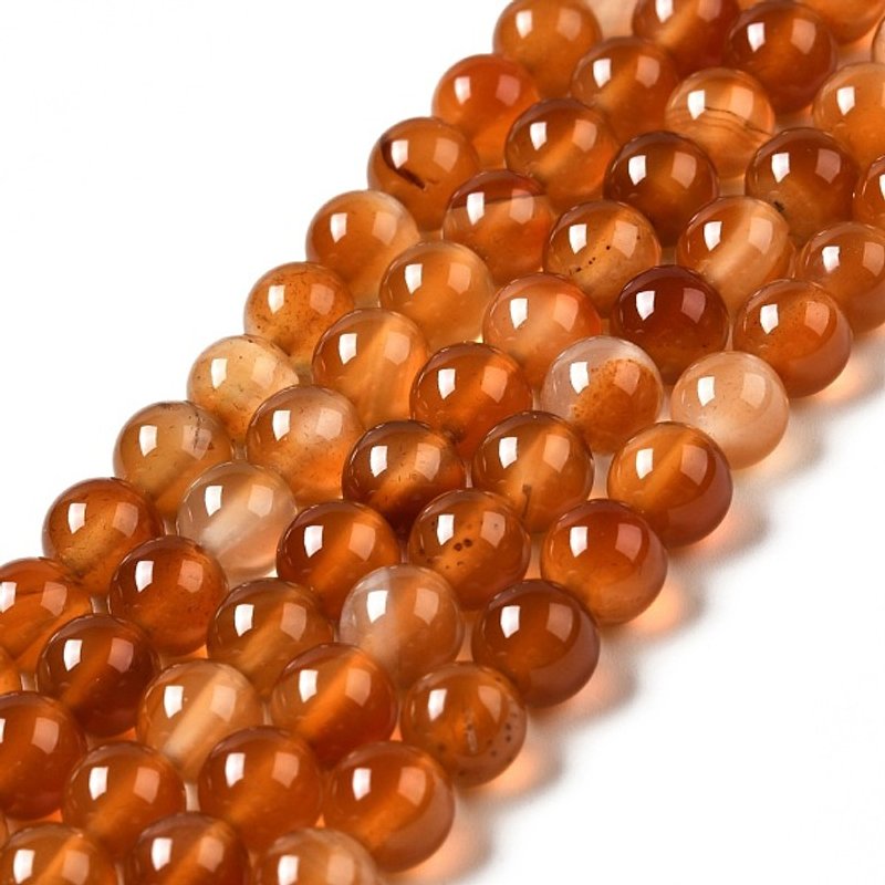 Fils de perles de carnelien naturel, rond 8mm, 48pcs, 14.96 pouces — Perles à bijoux