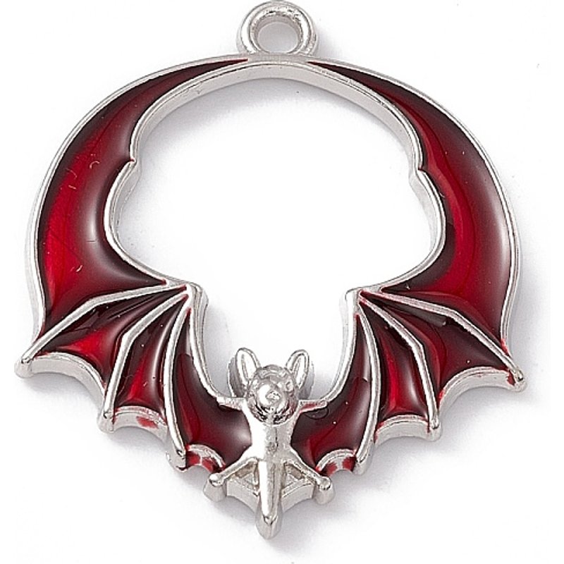 Alloy Enamel Bat Charm Pendant in Dark Red — Charms & Pendants