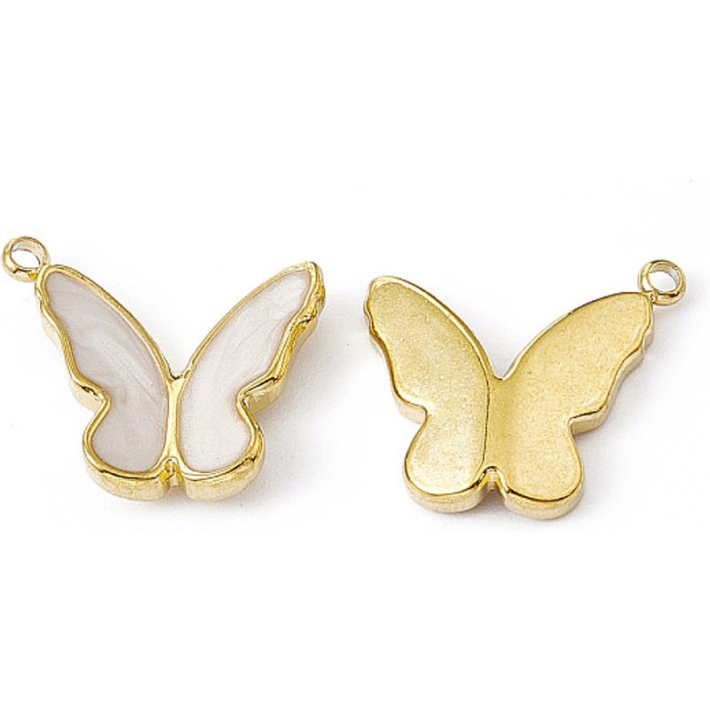 Pendentif en Acier Inoxydable avec Charm Papillon Plaqué Or 18K — Breloques et pendentifs