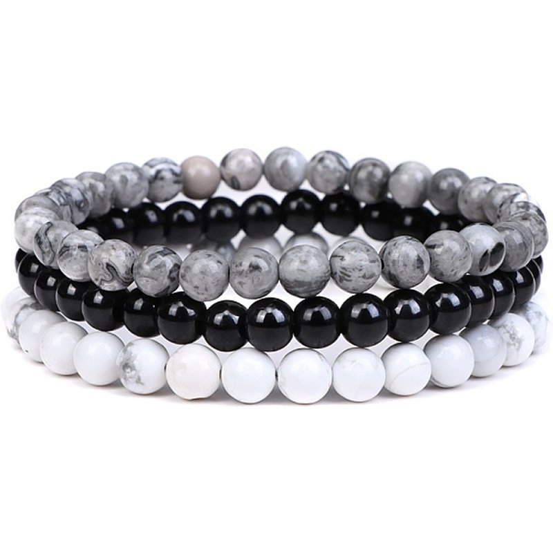 Ensemble de Bracelets Élastiques en Pierre Naturelle pour Femmes - 3 Pièces — Bracelet Femme