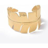 Bracelet ouvert en acier inoxydable 304 avec motif plume pour femmes — Bracelet Femme