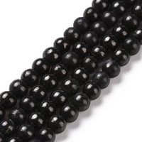 Fils de perles de shungite naturel, grade AB, rond, 4 mm, trou de 0,8 mm — Perles à bijoux