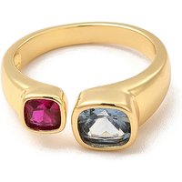 Cubic Zirconia Square Open Cuff Ring in 18K Gold Plated Brass