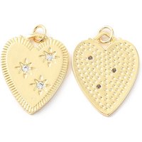 Pendentif en Plaqué Or 18K en Forme de Cœur avec Étoile — Breloques et pendentifs