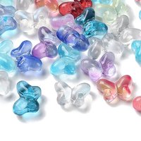 Perles en Verre Transparentes, Papillon, Couleurs Mélangées, 10x14x5.5mm — Perles à bijoux