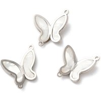 Charms de connexion en acier inoxydable 304 avec coquillage et liens en papillon — Accessoires pour bijoux