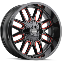 Roues Mayhem 8107 Cogent Noir Brillant Rouge Moulé - 20x10 - 6x135 — Roues et jantes