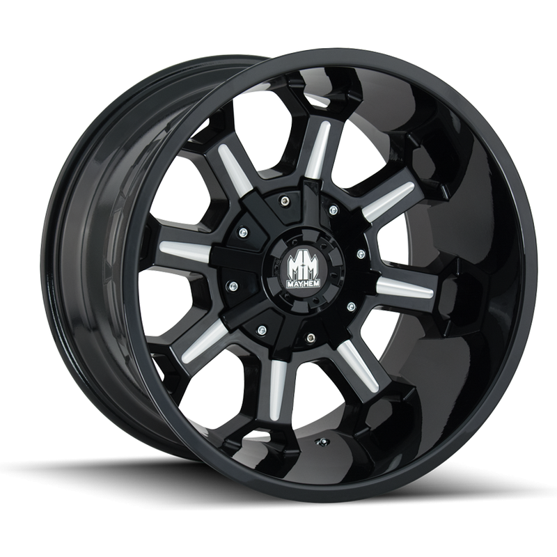 Mayhem 8105 Combat Gloss Black Milled Wheels - 20x10 -6x135 -19 — Wheels & Rims