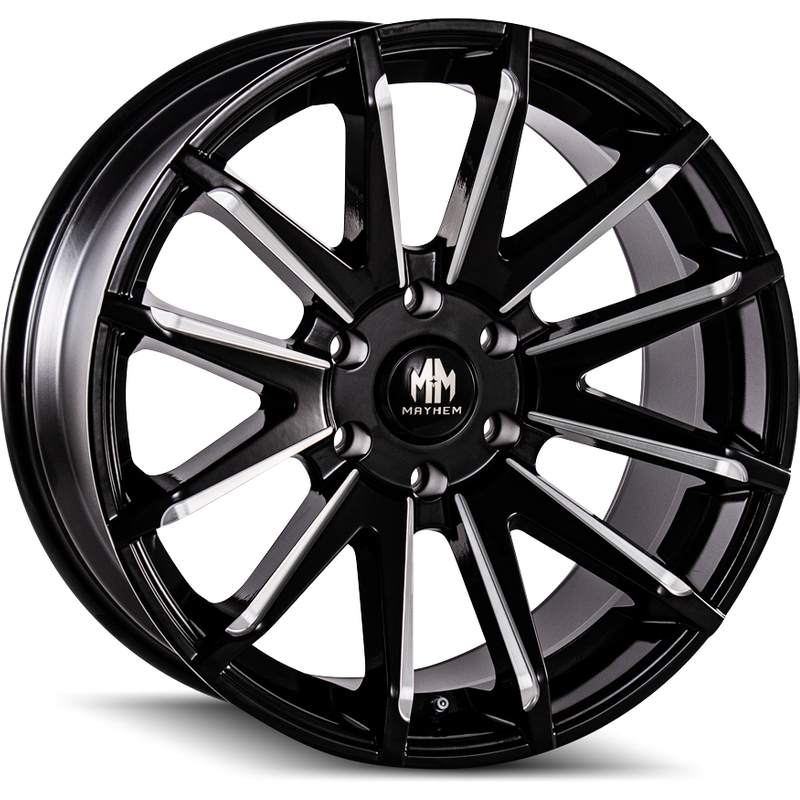 Mayhem 8109 Crossfire Gloss Black Milled Wheels - 22x9.5 - 6x135 — Wheels & Rims