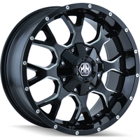 Roues Mayhem 8015 Warrior Moulées Noires Brillantes - 20x10 - 6x135