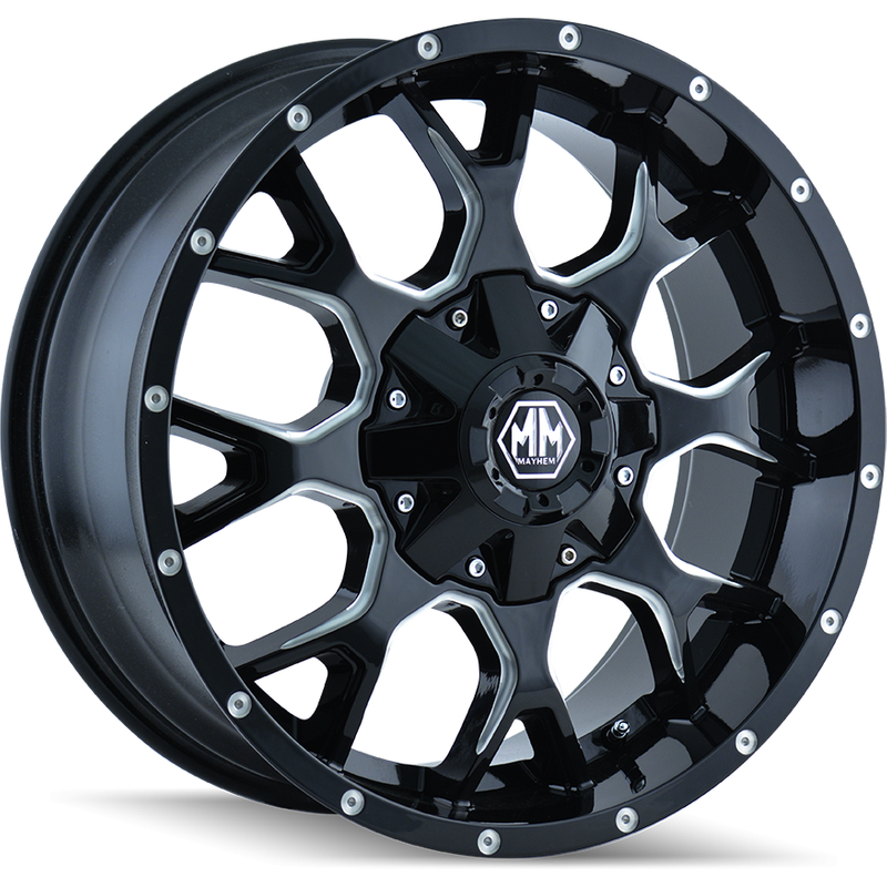 Mayhem 8015 Warrior Gloss Black Milled Wheels - 20x10 -6x135 — Wheels & Rims