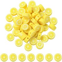 Perles en Argile Polymère Jaune Citron Fait Main 9.5-10.5mm — Perles à bijoux