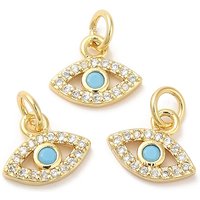 Eco-Friendly Brass Micro Pave Cubic Zirconia Eye Charm, Golden — Charms & Pendants