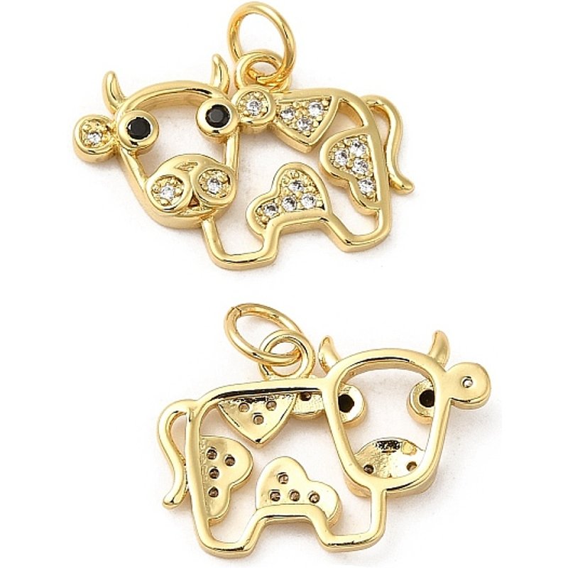 Pendentif Vache Rack Plating avec Zirconia Cubique Micro Pave — Breloques et pendentifs
