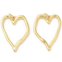 Pendentif en Laiton en Forme de Coeur avec Anneau, Plaqué Or 18K