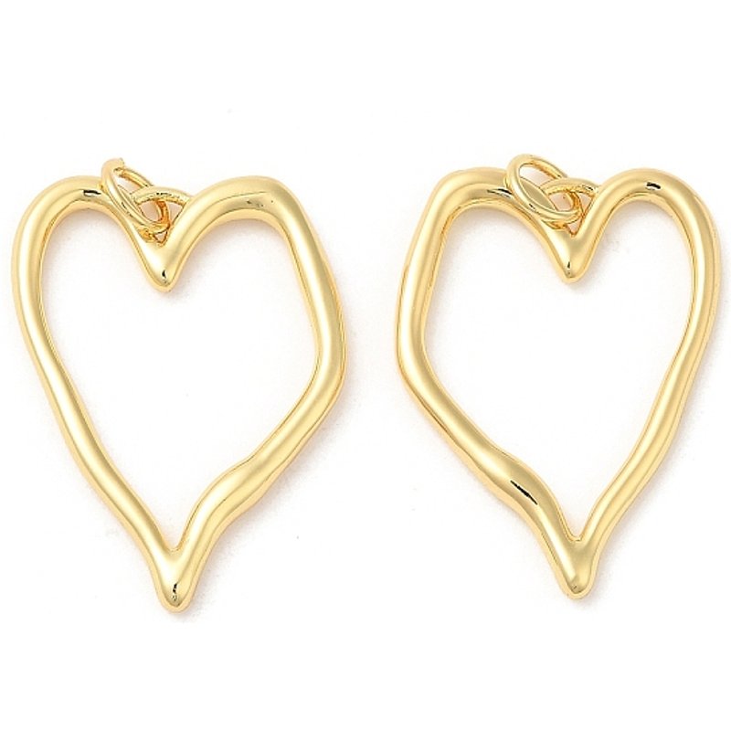 Pendentif en Laiton en Forme de Coeur avec Anneau, Plaqué Or 18K — Breloques et pendentifs