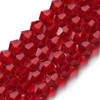 Brins de perles en verre rouge transparent, biconiques, facettées, 4x4mm — Perles à bijoux