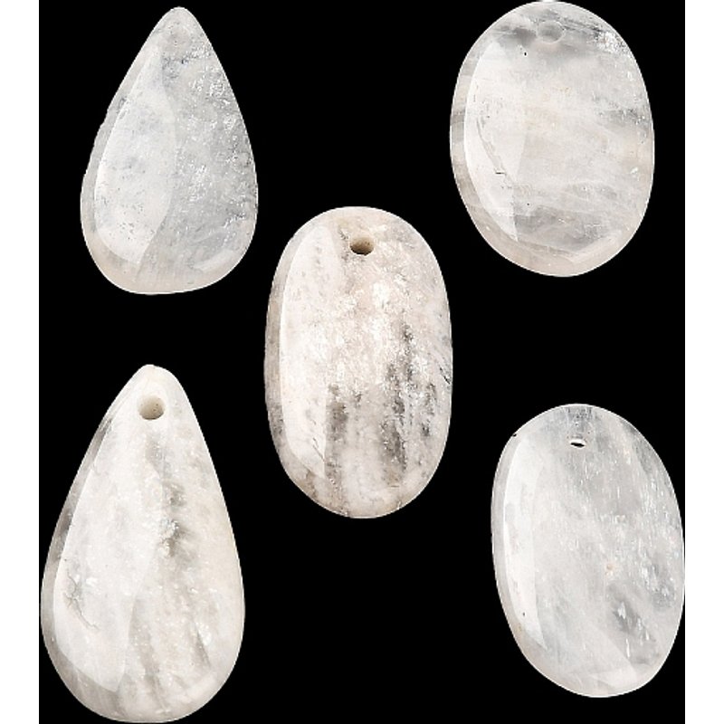 Natural Moonstone Teardrop/Oval Charms, 30.5-37.5mm — Charms & Pendants